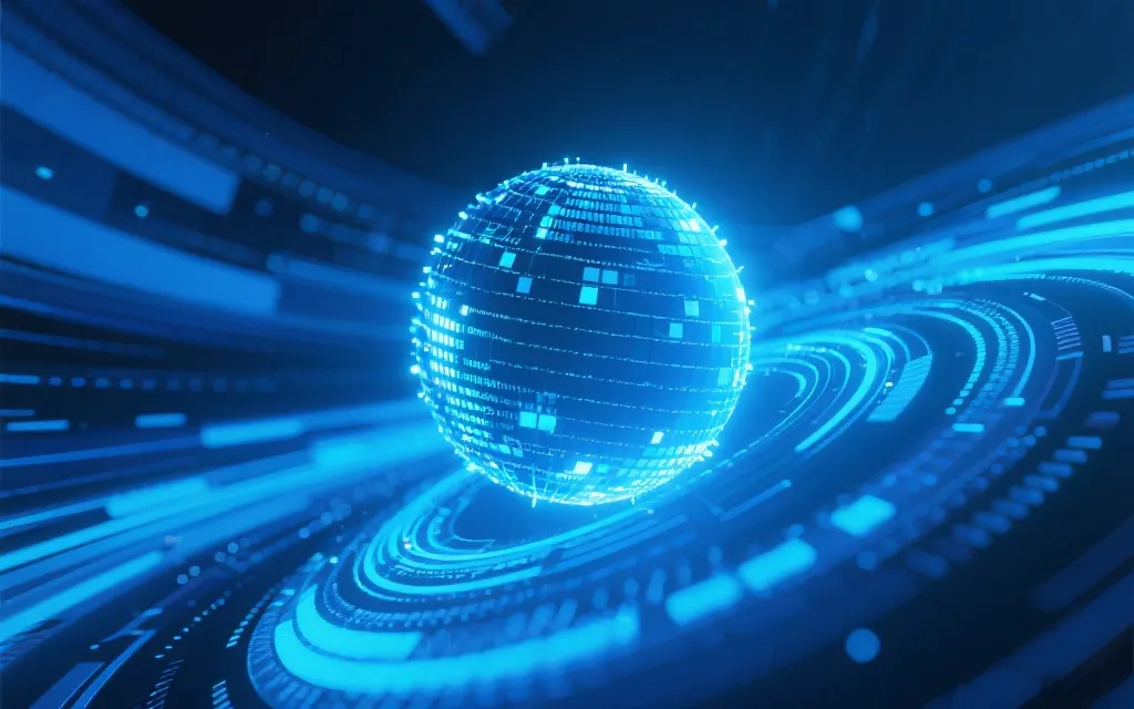 数据流动与数字球的抽象艺术